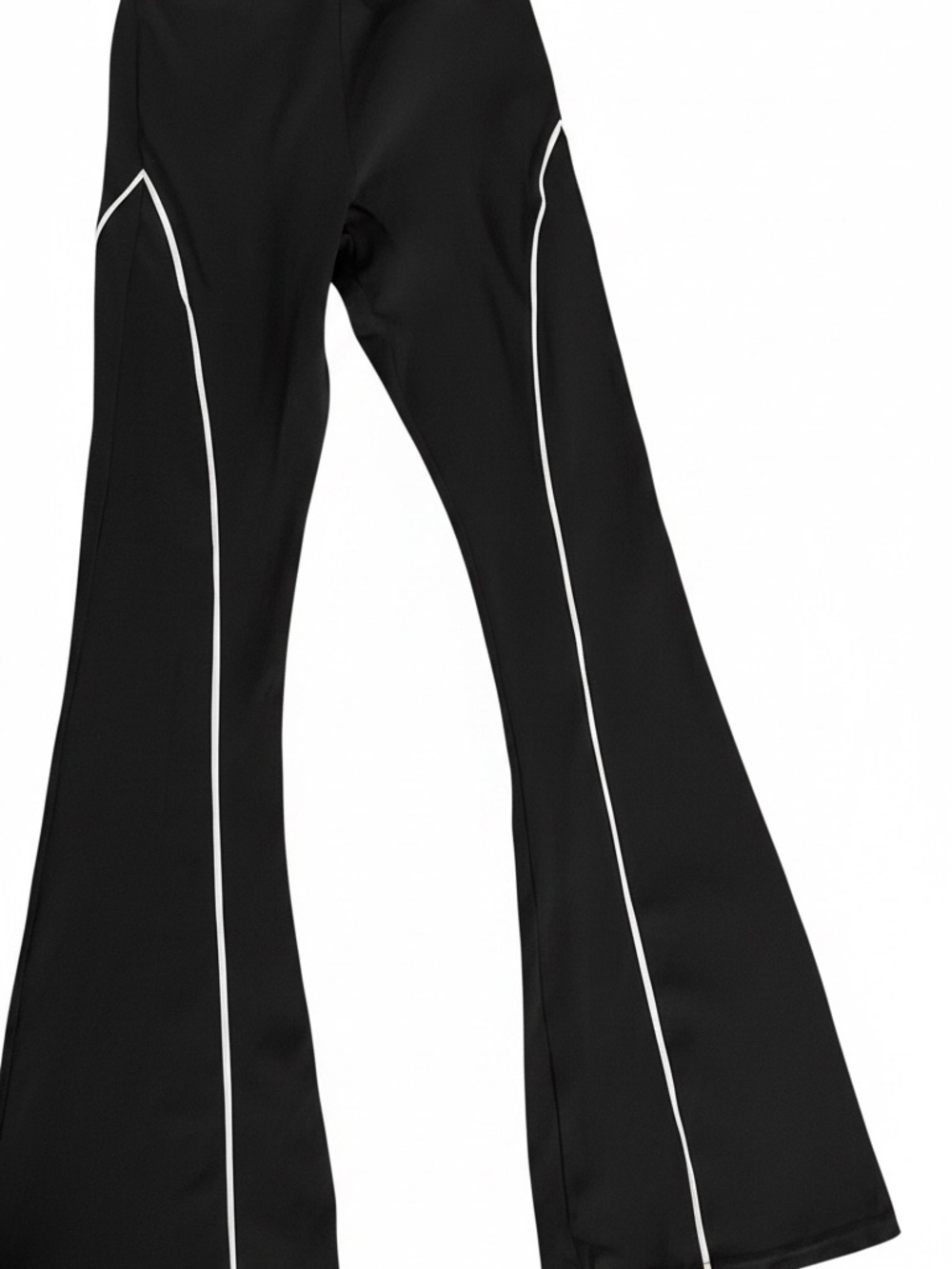 PrettyLittleThing Black Flared Pants with White Piping